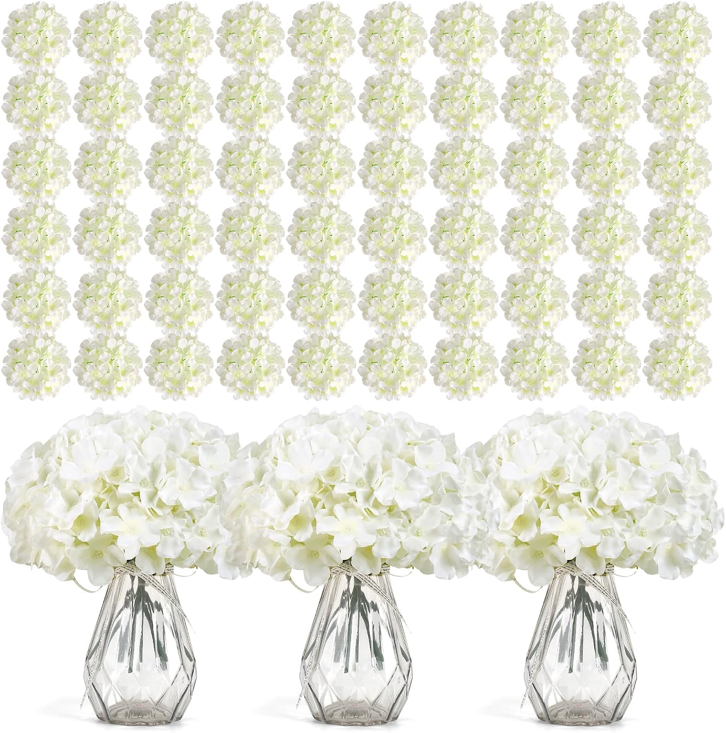 Wedding Supply Bulk - 304 Stück Weiße Seiden-Kunstblumen Hortensien mit
