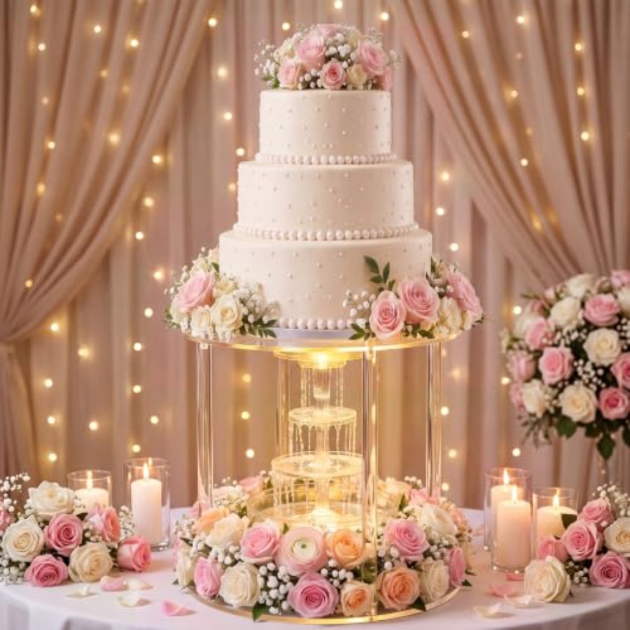 Wedding Fountain - 16 Zoll Acryl-Springbrunnen-Tortenständer für Hochzeiten, Klares