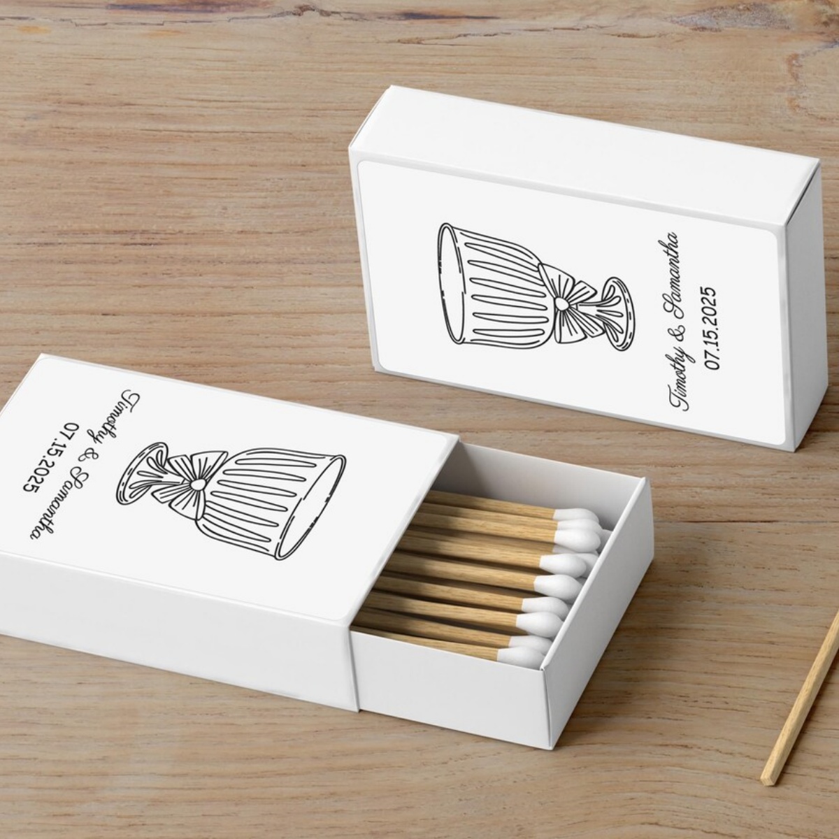 Champagne Tower Set - Personalisierte Streichholzschachtel – individuelles Streichholzsbuch-Set –