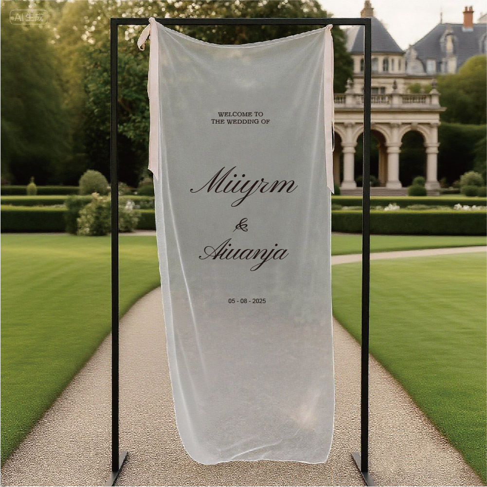 Champagne Tower Set - Romantisches Transparentes Hochzeitsschild, Weißes Seidengeschenk, Hochzeits-Willkommensschild,