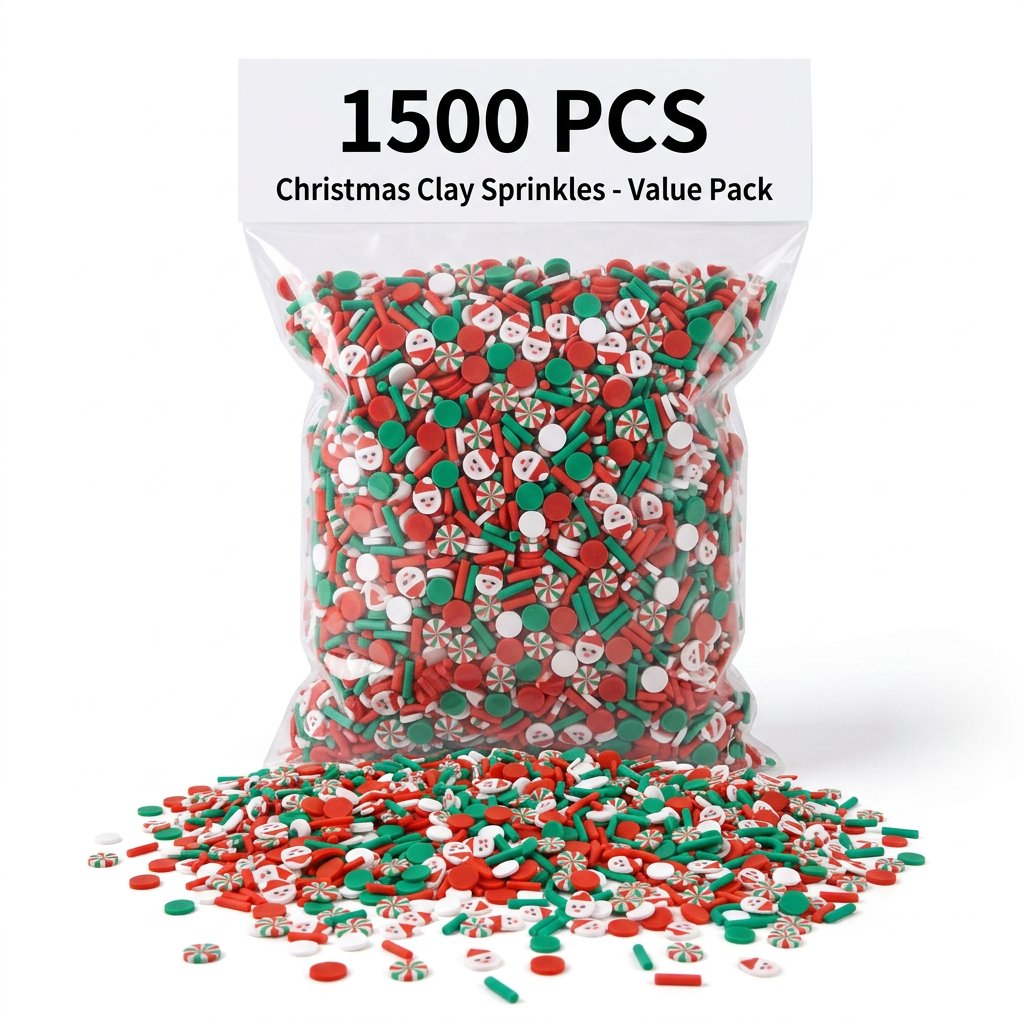 Wedding Supply Bulk - 1500 Stück Weihnachts-Clay-Sprinkles, Santa-Bonbon-Scheiben, Nagelkunst-Deko, Slime-Charms,