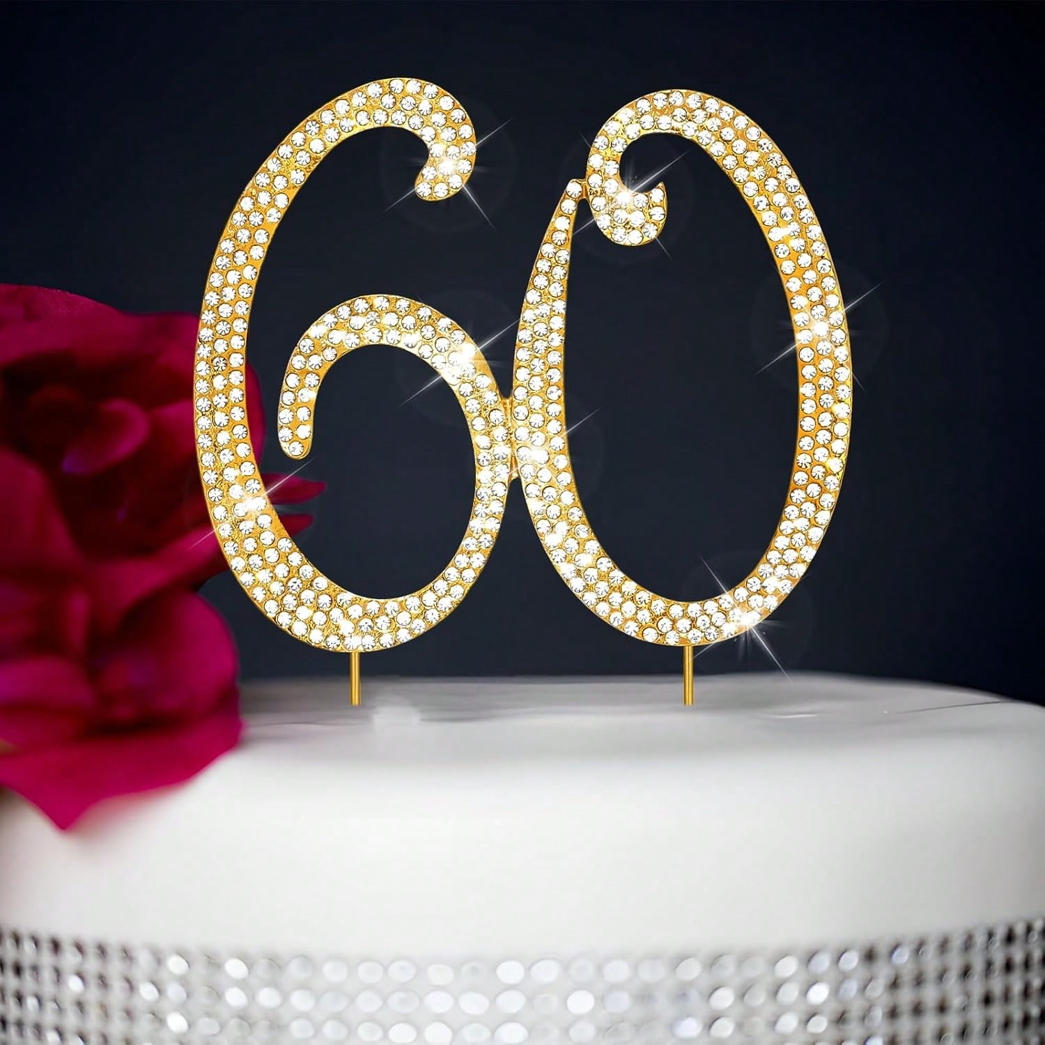 Unity Candle Set - Großer Goldener Strass-Zahlenkuchenaufsatz (1 Stück) -