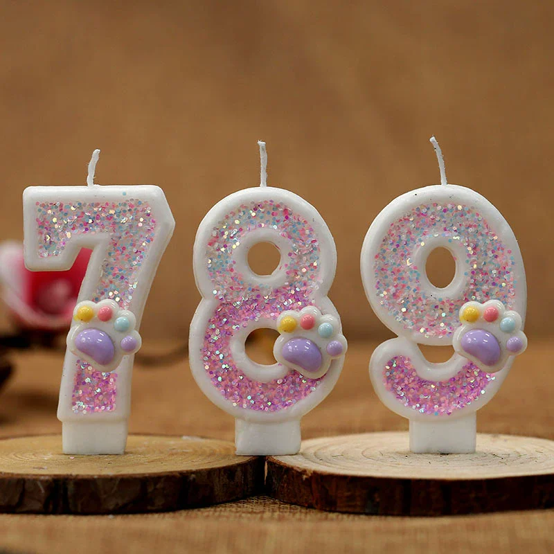 Unity Candle Set - Kreative süße Katzenpfote Kuchen Nummer Geburtstagskerzen