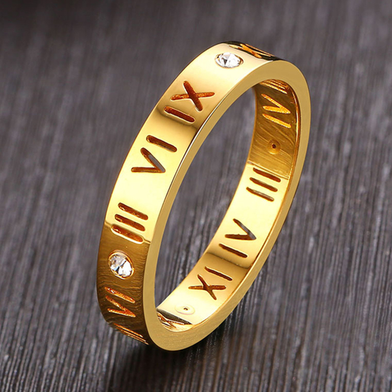 Wedding Z - Hohle römische Ziffer Ring Edelstahl niedlichen