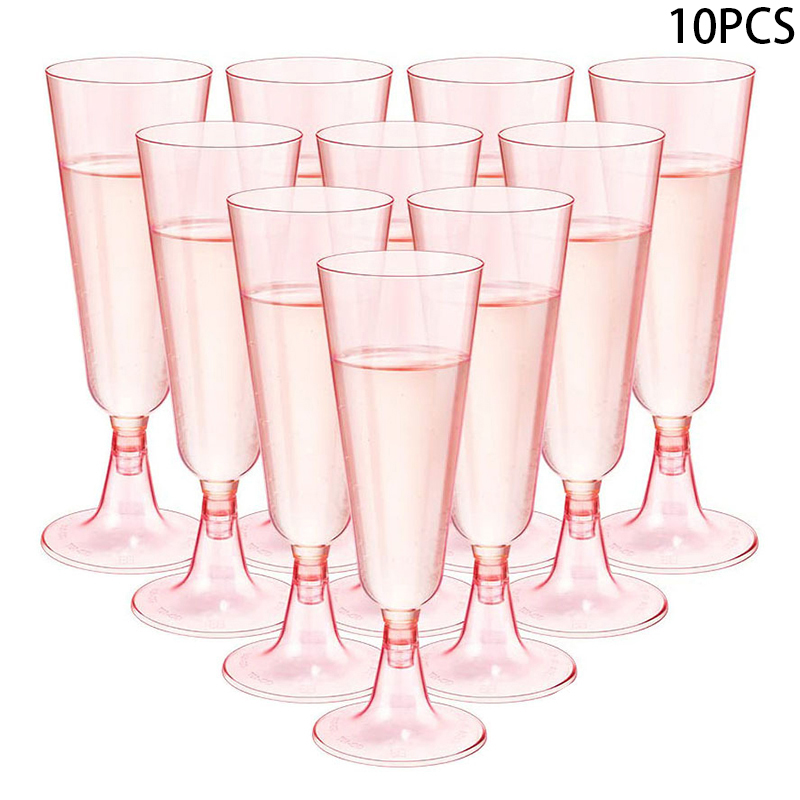 Wedding Fountain - 10Pcs Rosa Champagner Tasse Einweg Kunststoff