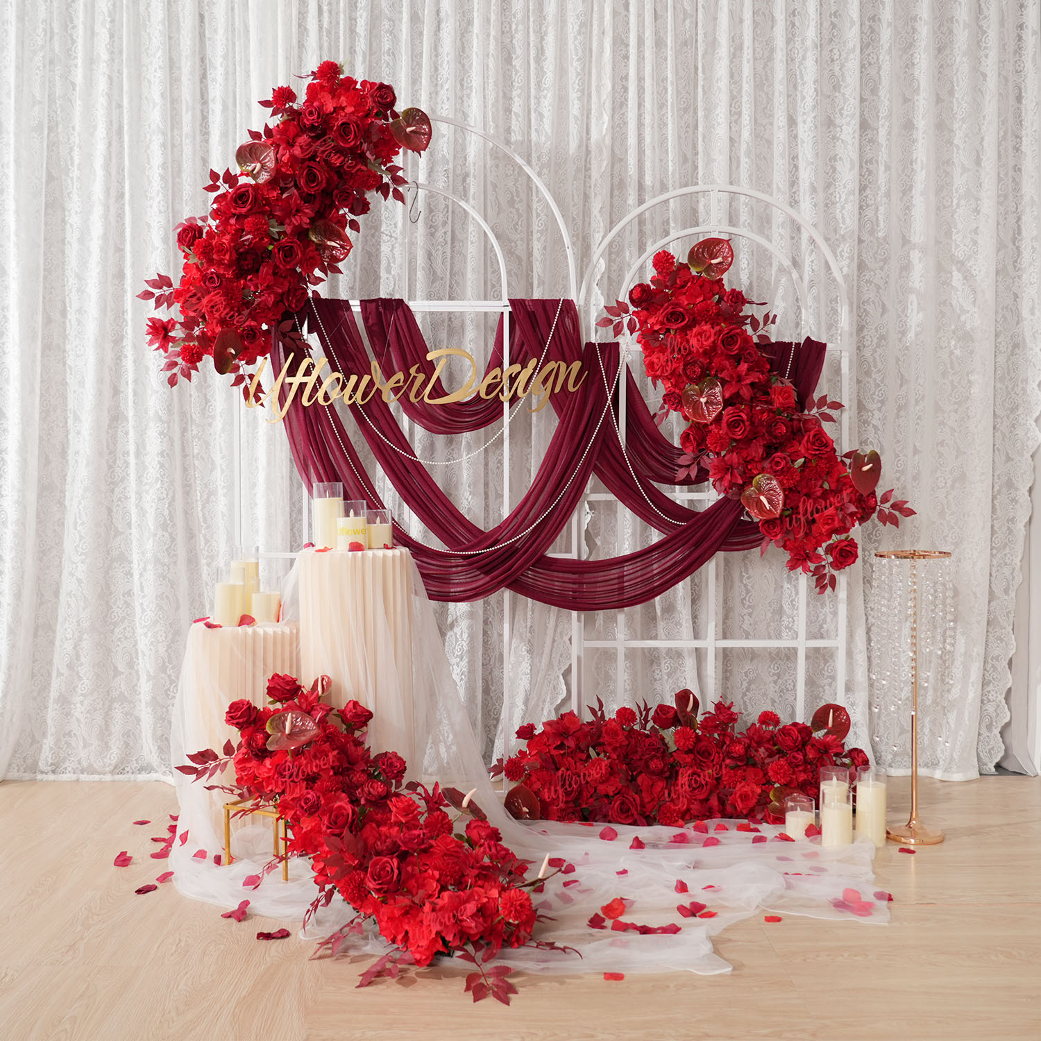 Uflower Red Flower Row Hochzei – Wedding Arch Flower Bewertung und Preis